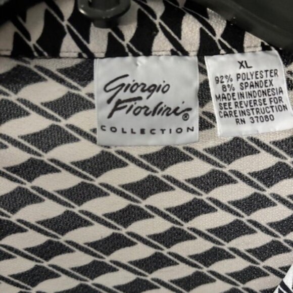 Giorgio Fiorlini Collections Blouse XL Black White Geometric Modern Whimysgoth - Picture 5 of 6